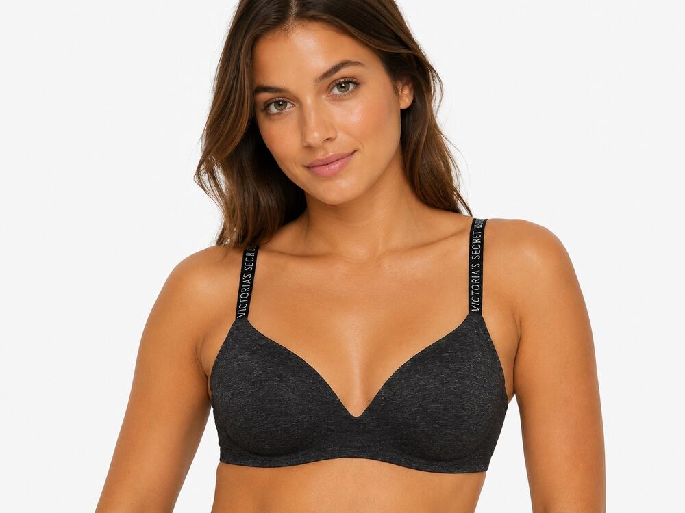 Victoria's Secret Black Heathered T-Shirt Bra